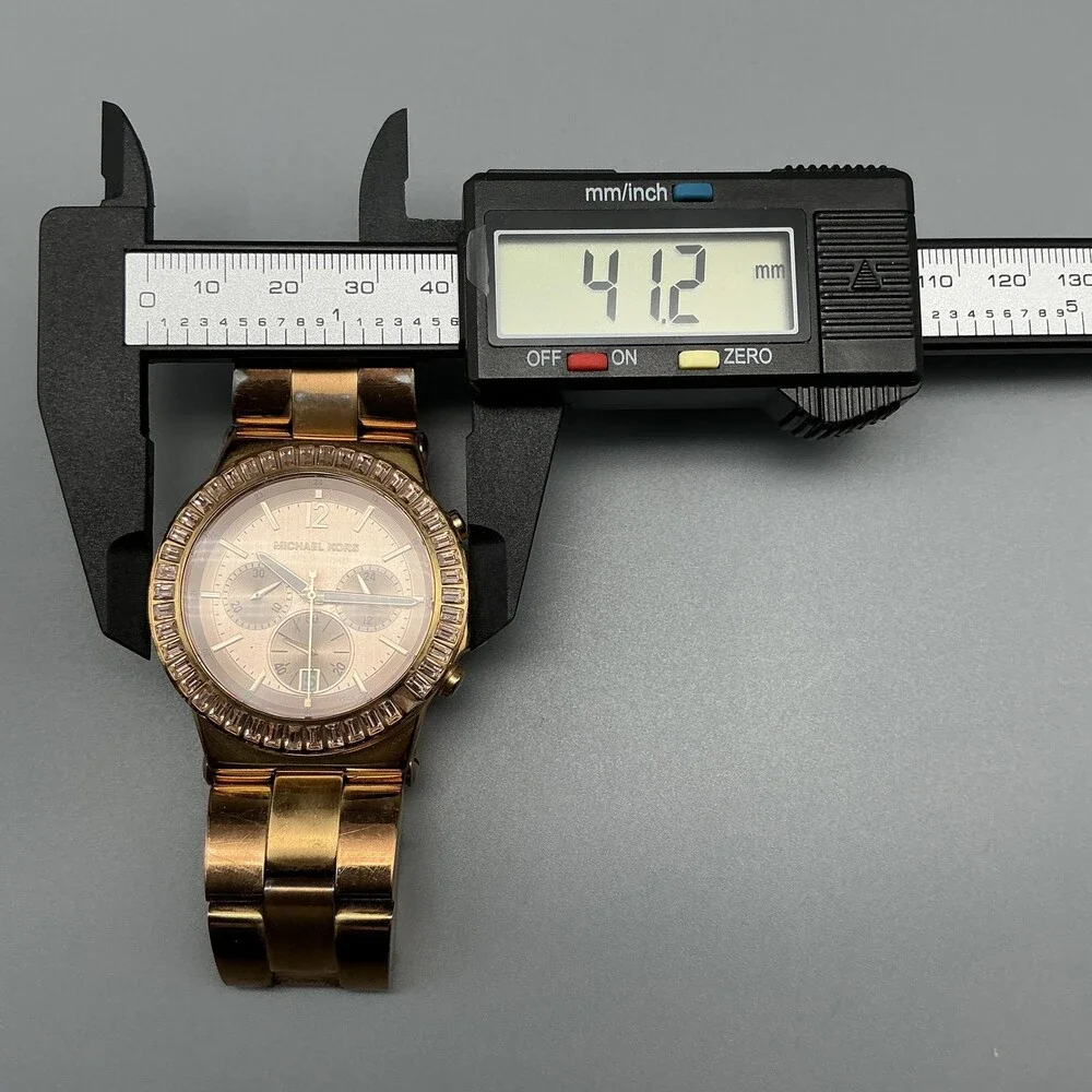 Michael Kors MK-5412 Womens Watch 41mm Crystal Bezel Chronograph New Battery 7